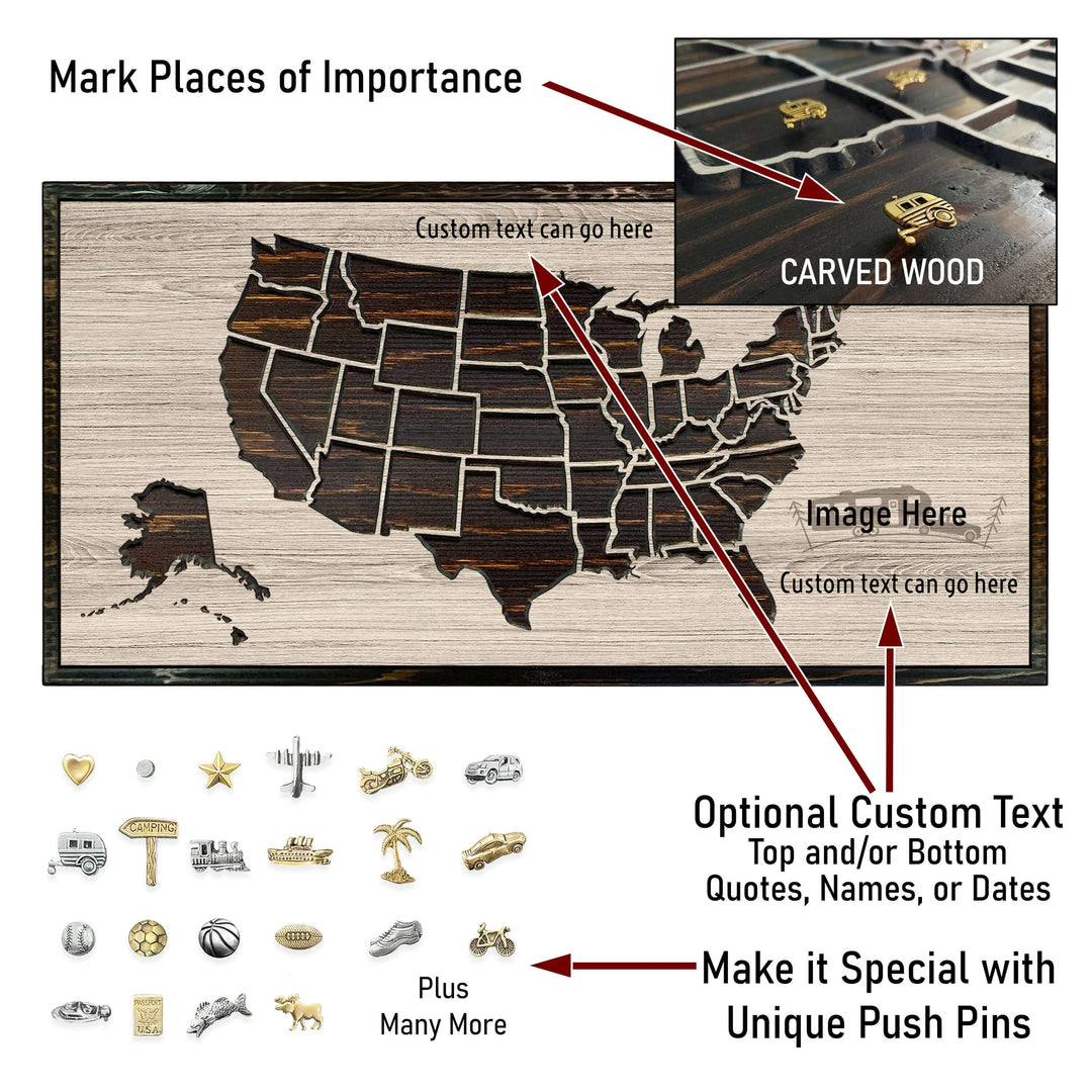 US Camping Pin Map US Map Howdy Owl 