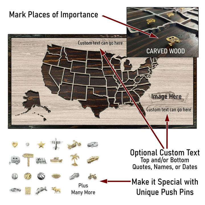 US Camping Pin Map US Map Howdy Owl 