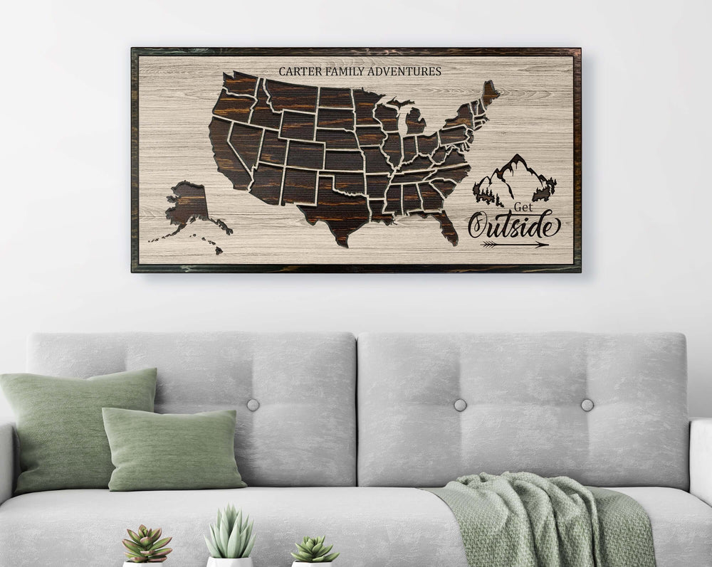 US Map Wood Wall Art