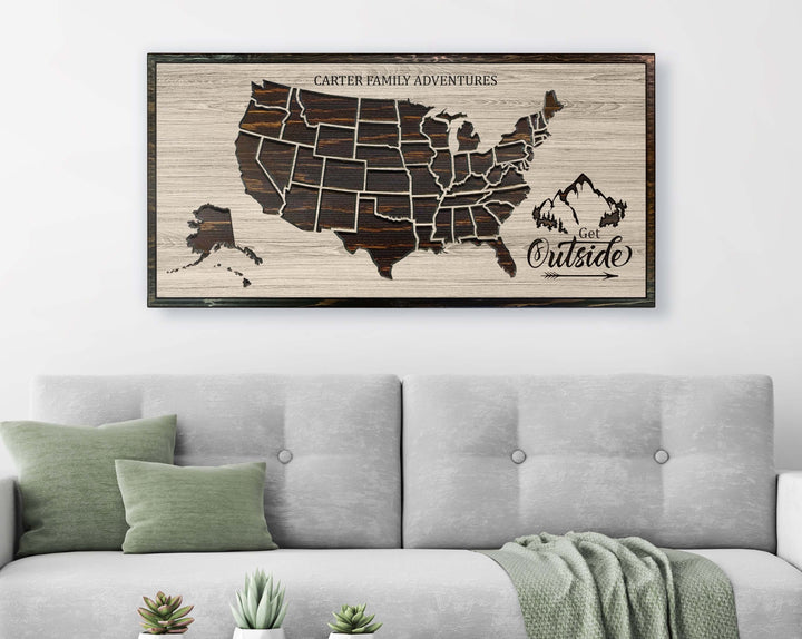 US Map Wood Wall Art