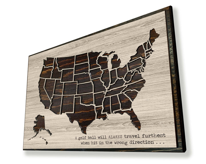 US push pin golf map to mark golf courses