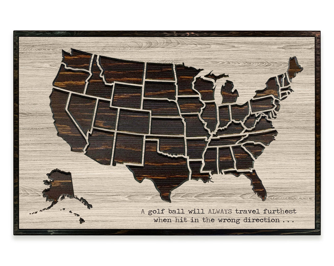 US push pin golf map to mark golf courses