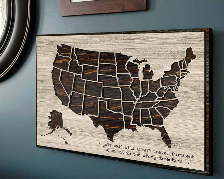 US push pin golf map to mark golf courses