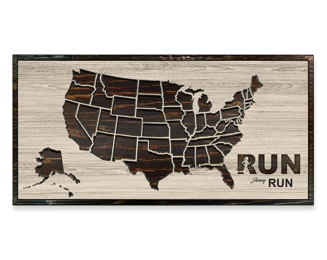 US Push Pin running map wall art