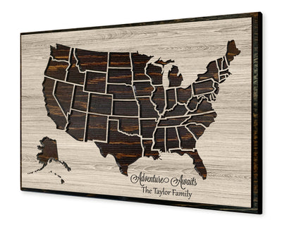 US Map Wall Art | Adventure Awaits US Map Howdy Owl 