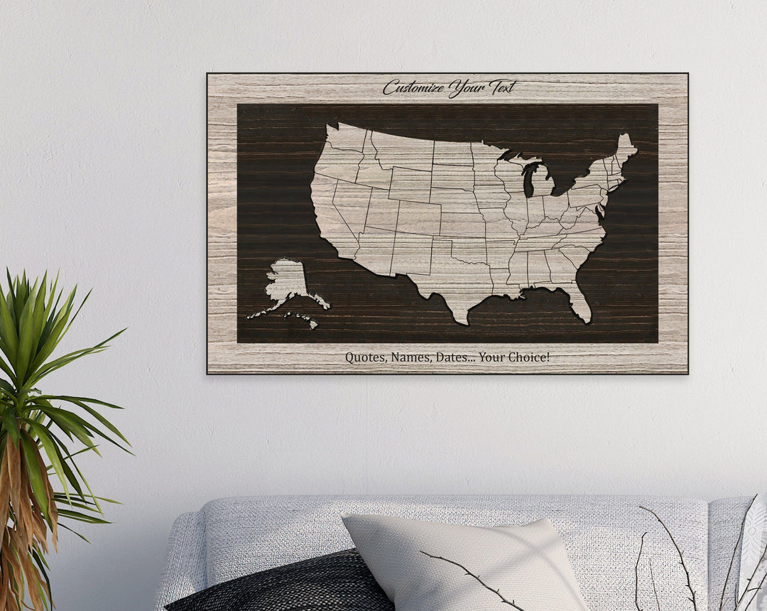 US Map - US Map Wall Art | Custom Text Option