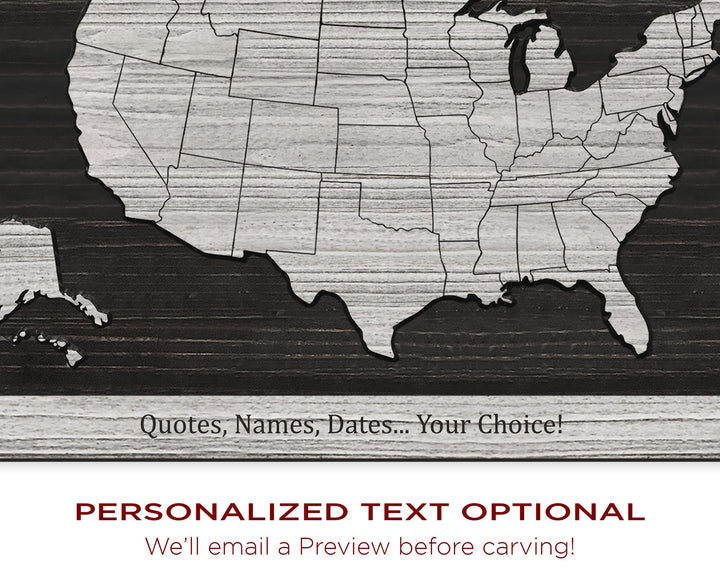 US Map - US Map Wall Art | Custom Text Option