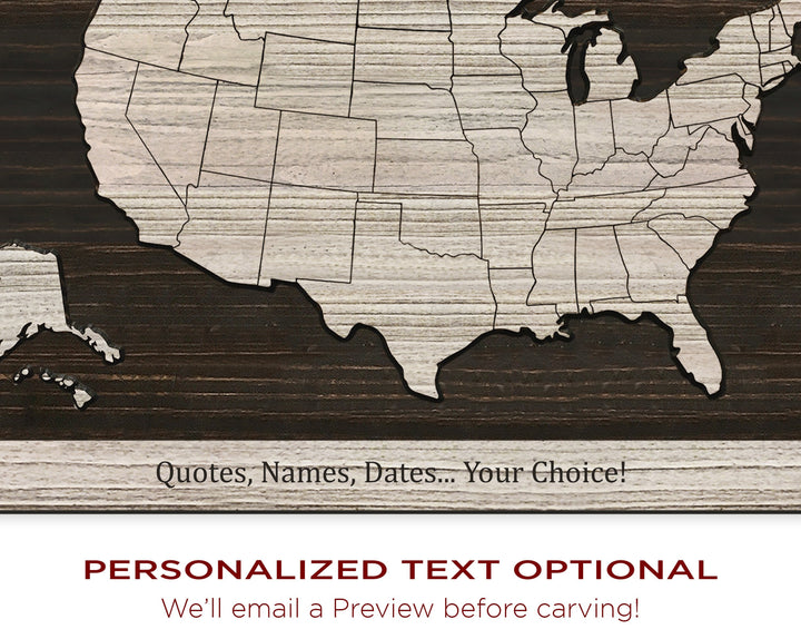 US Map - US Map Wall Art | Custom Text Option