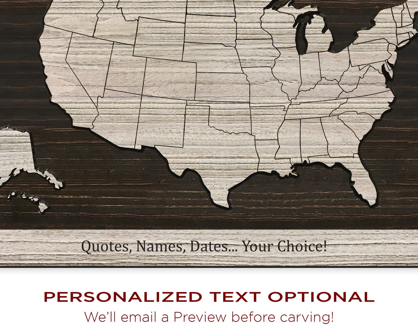 US Map - US Map Wall Art | Custom Text Option