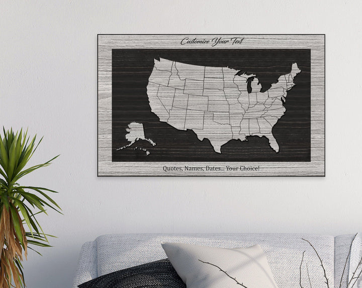 US Map - US Map Wall Art | Custom Text Option