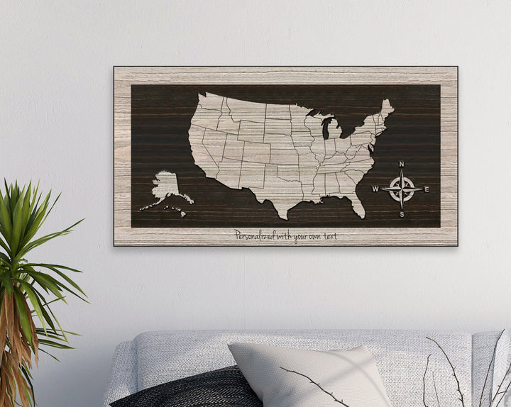 US Map - US Map Wall Art | Custom Text Optional