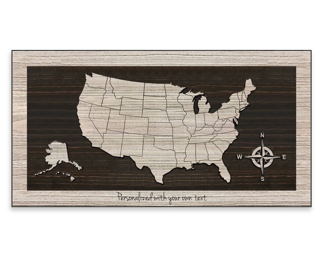 US Map - US Map Wall Art | Custom Text Optional