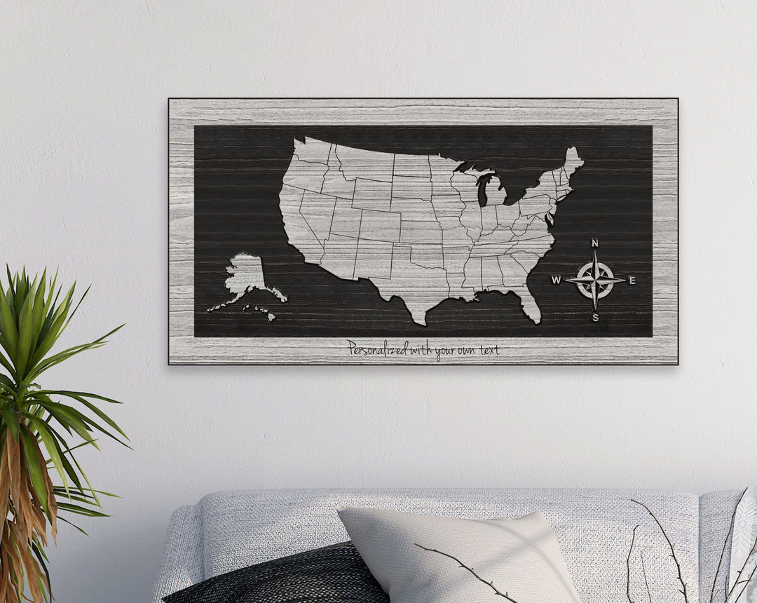 US Map - US Map Wall Art | Custom Text Optional