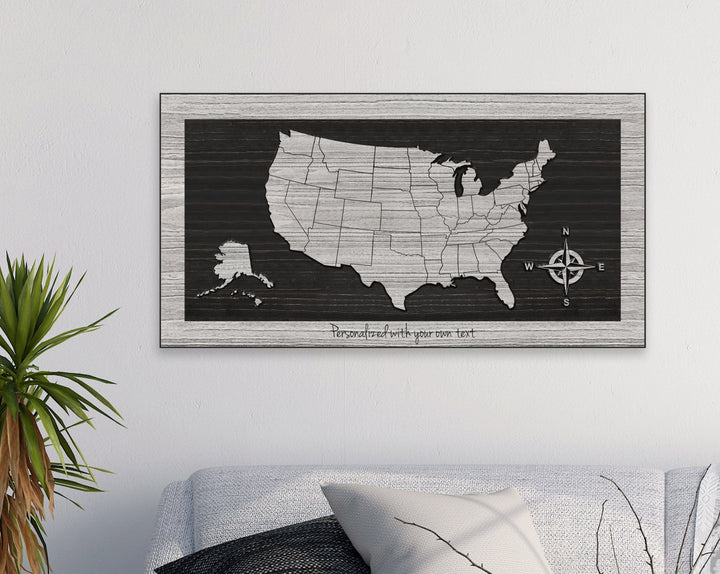 US Map - US Map Wall Art | Custom Text Optional
