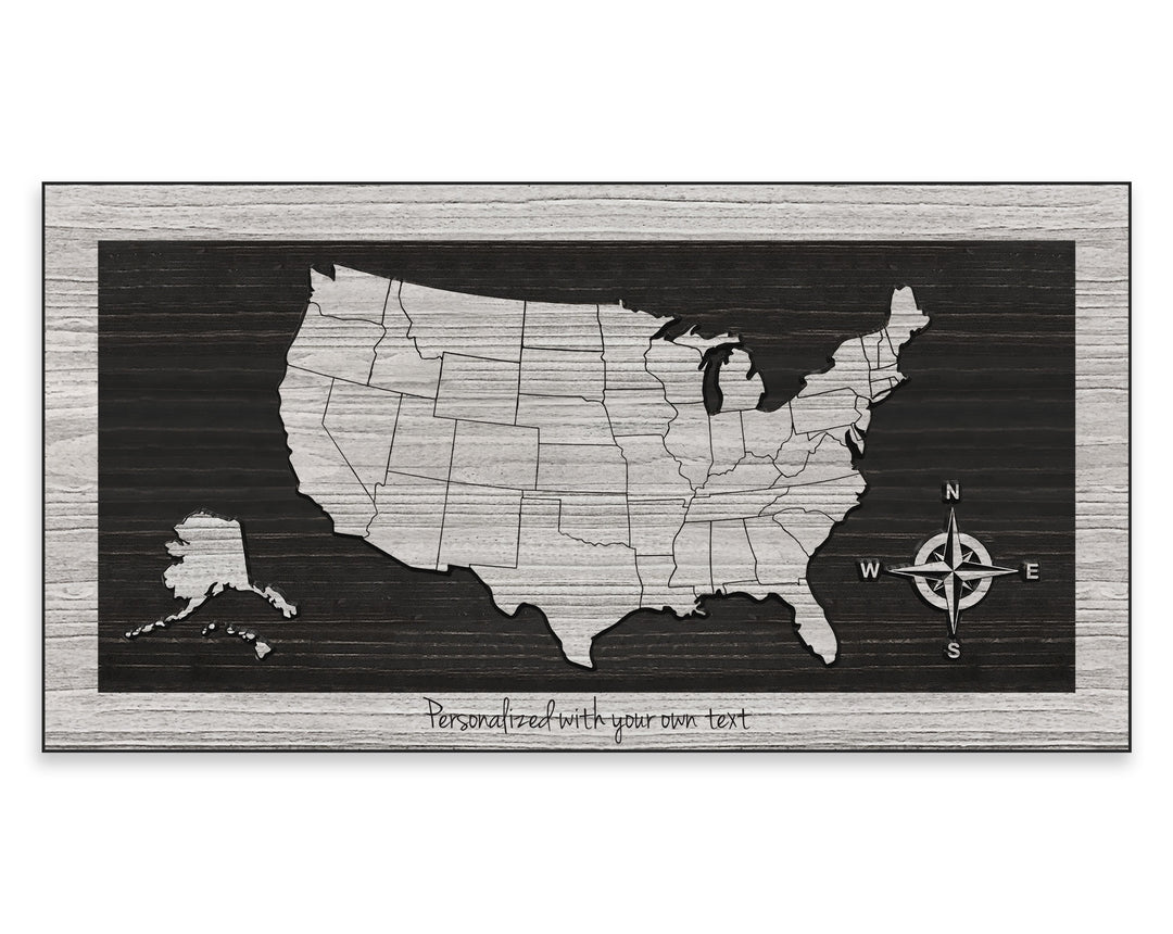 US Map - US Map Wall Art | Custom Text Optional