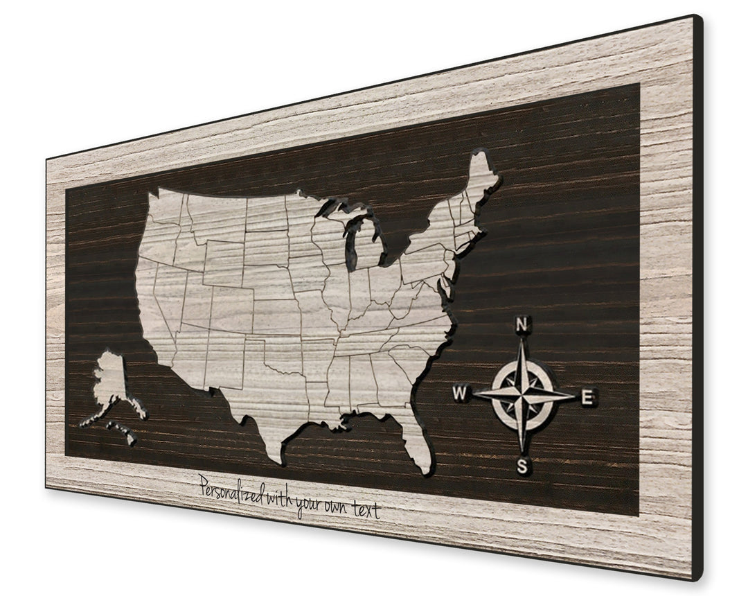 US Map - US Map Wall Art | Custom Text Optional