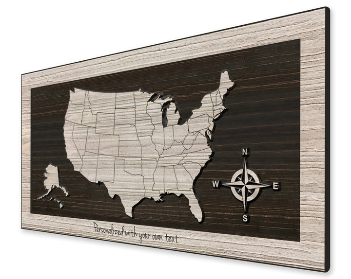 US Map - US Map Wall Art | Custom Text Optional