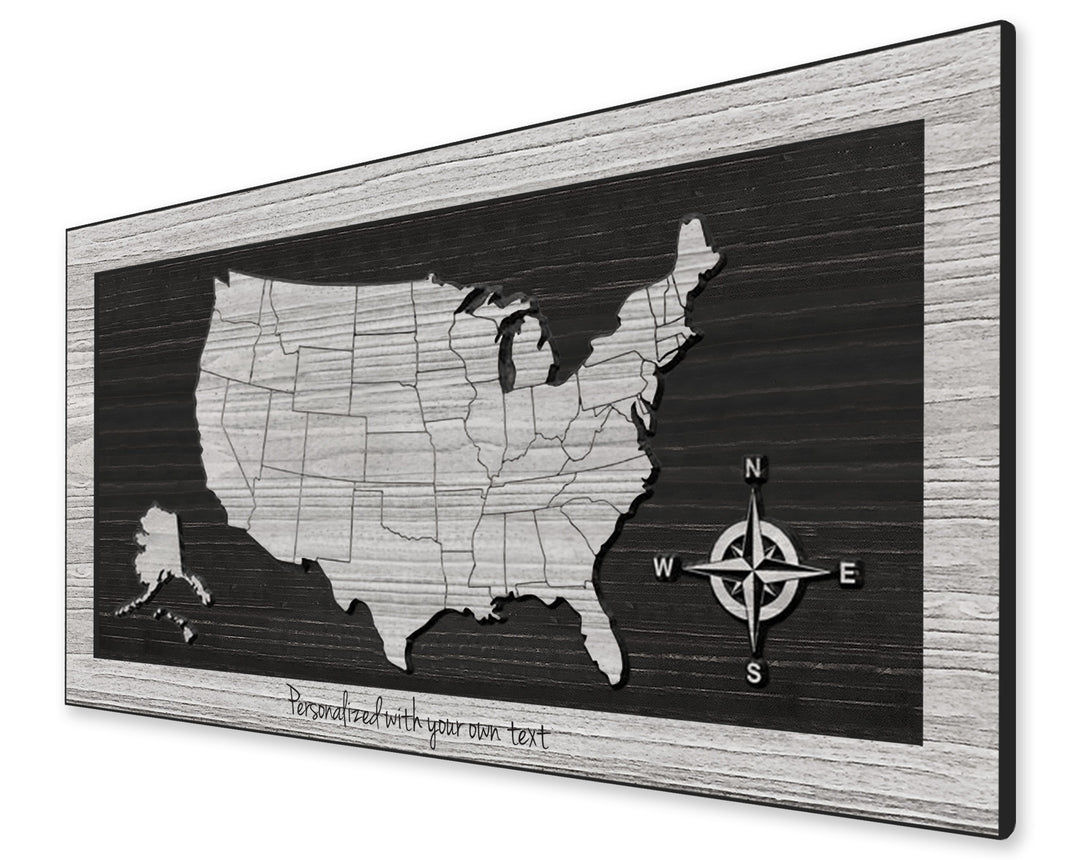 US Map - US Map Wall Art | Custom Text Optional
