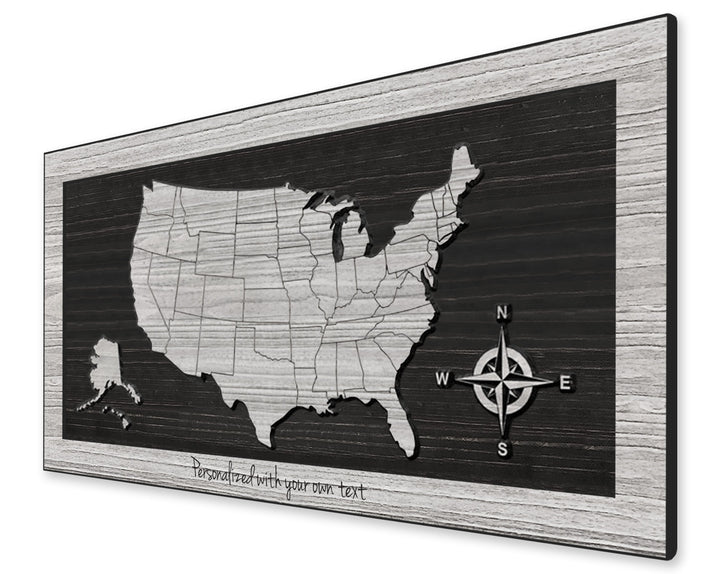 US Map - US Map Wall Art | Custom Text Optional