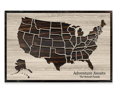 US Map Wall Art | Family Name and Date US Map Howdy Owl 