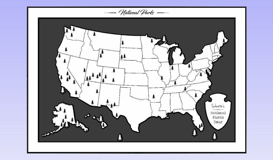 US Map Wall Art | No Text US Map - Inverse Howdy Owl 20 x 30 - National Parks Map Vintage Snow 