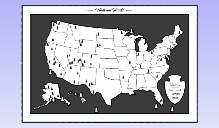 US Map Wall Art | No Text US Map - Inverse Howdy Owl 20 x 30 - National Parks Map Vintage Snow 