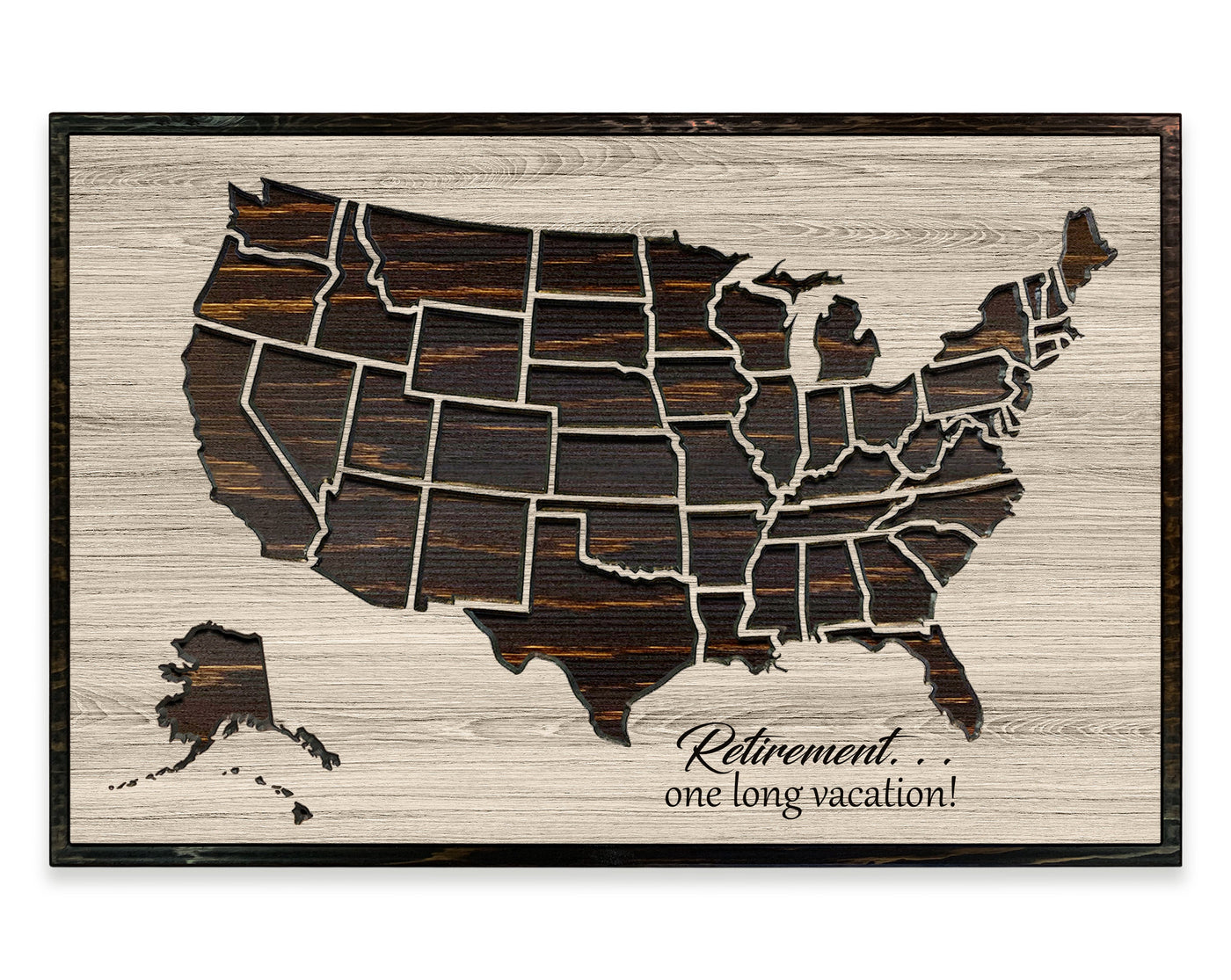 US Map Wall Picture | Retirement Push Pin Map US Map Howdy Owl 