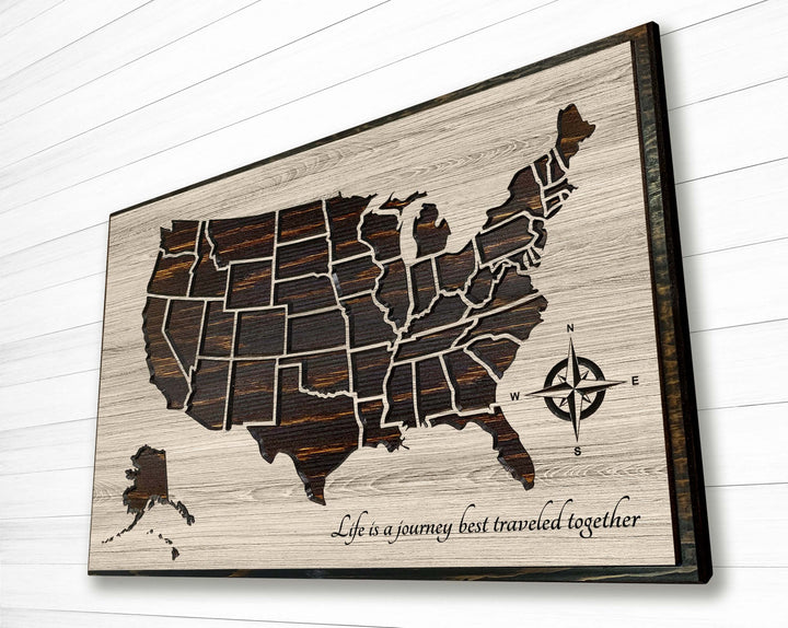 push pin map usa - carved wood US map art