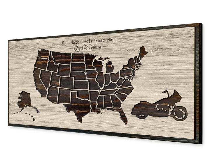 Motorcycle Rider Gifts - US Push Pin Map