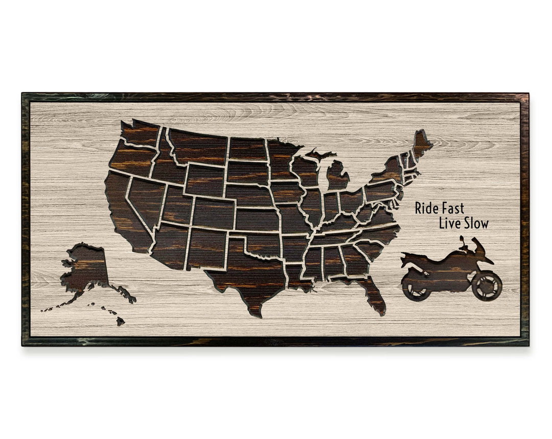 Motorcycle Rider Gifts - US Push Pin Map
