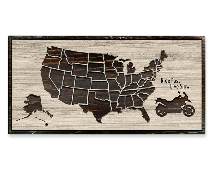 Motorcycle Rider Gifts - US Push Pin Map