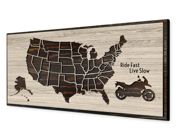 Motorcycle Rider Gifts - US Push Pin Map