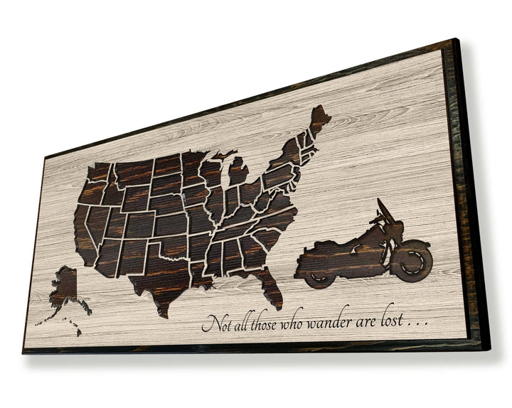 Motorcycle Rider Gifts - US Push Pin Map