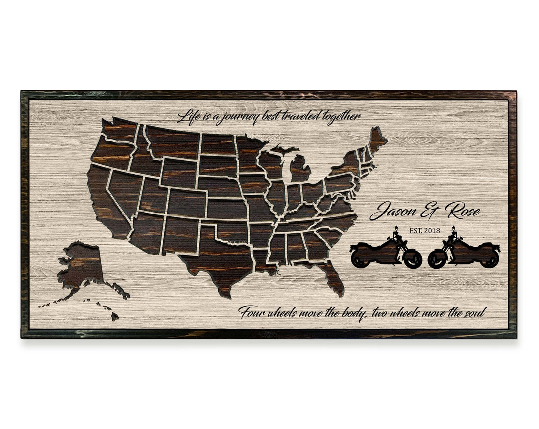 Motorcycle Rider Gifts - US Push Pin Map