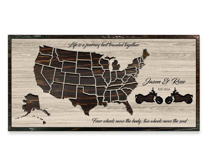 Motorcycle Rider Gifts - US Push Pin Map