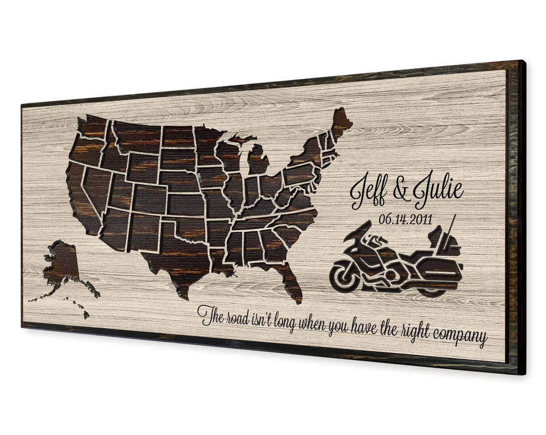 Motorcycle Rider Gifts - US Push Pin Map