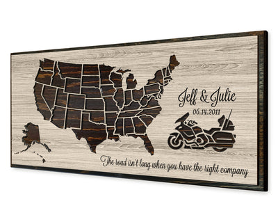 Motorcycle Rider Gifts - US Push Pin Map