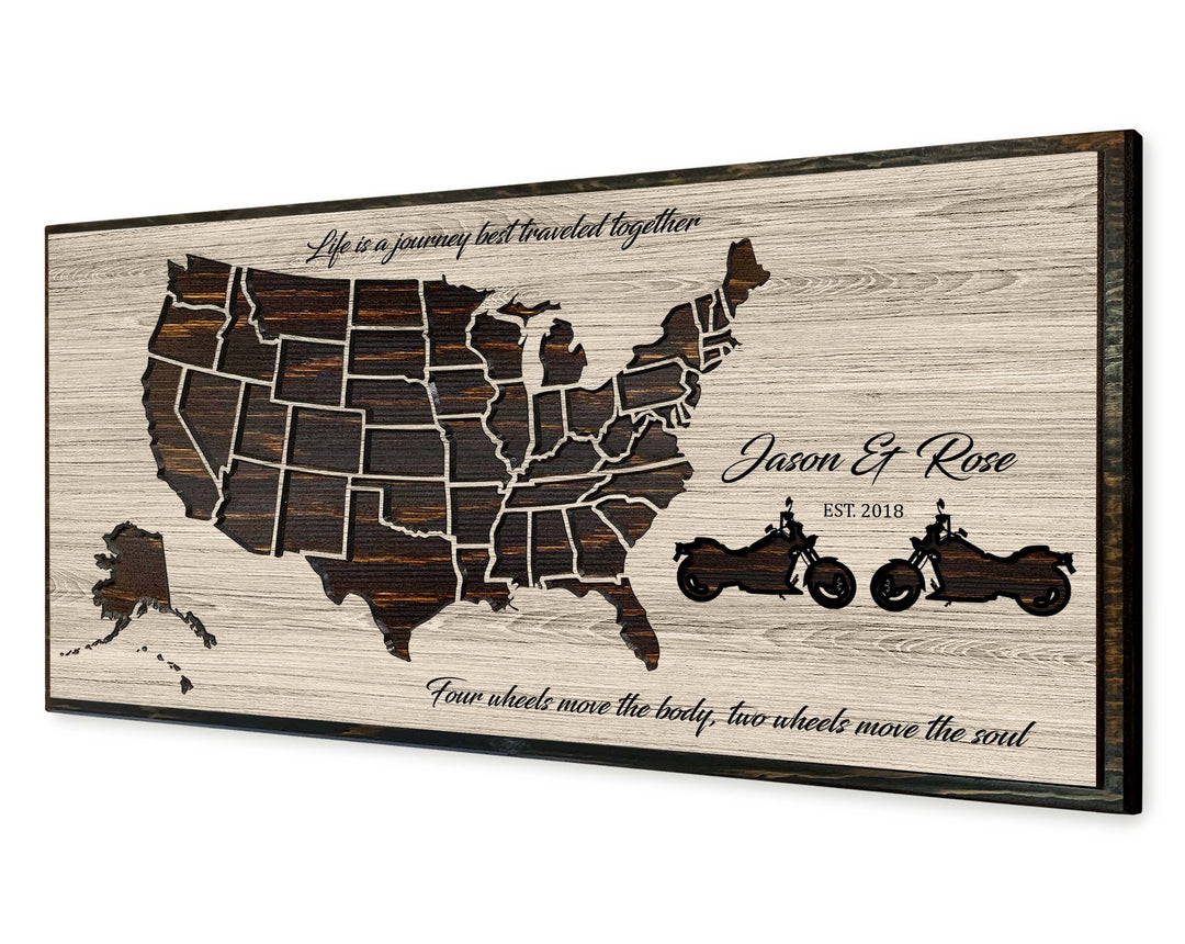 Motorcycle Rider Gifts - US Push Pin Map
