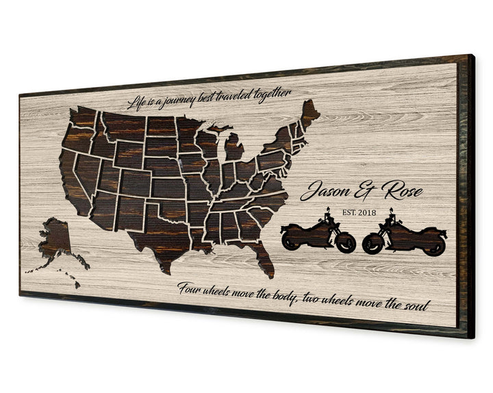 Motorcycle Rider Gifts - US Push Pin Map
