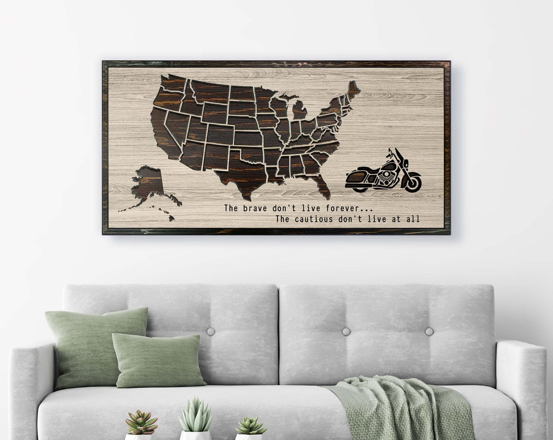 Motorcycle Rider Gifts - US Push Pin Map
