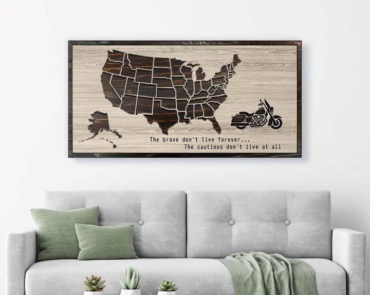 Motorcycle Rider Gifts - US Push Pin Map