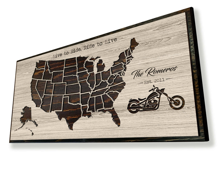 Motorcycle Rider Gifts - US Push Pin Map