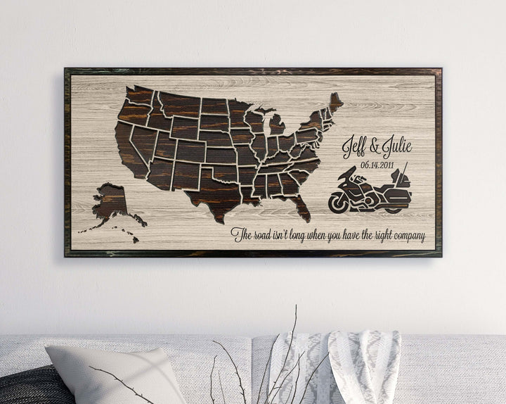 Motorcycle Rider Gifts - US Push Pin Map