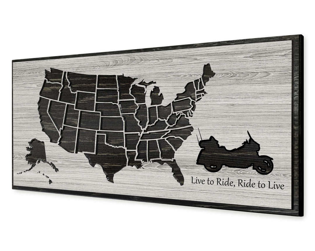 Motorcycle Rider Gifts - US Push Pin Map