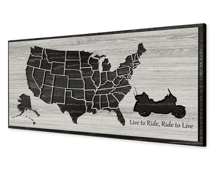 Motorcycle Rider Gifts - US Push Pin Map