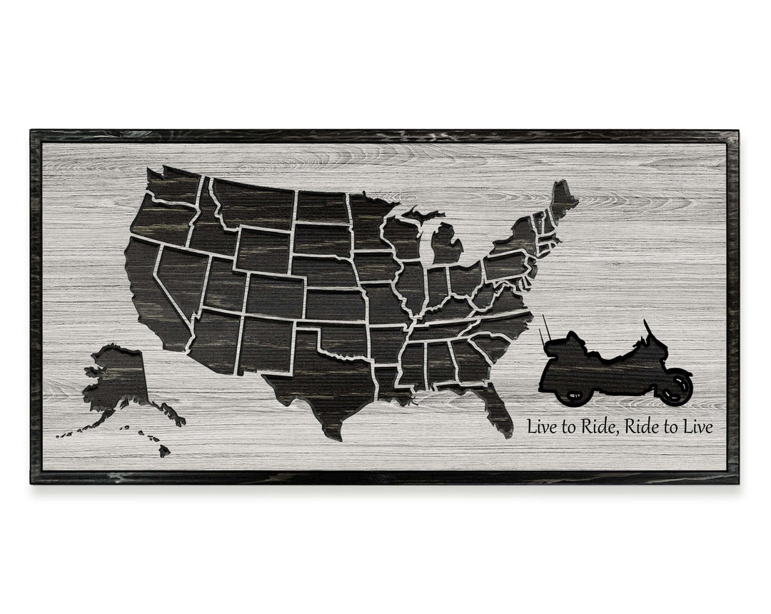 Motorcycle Rider Gifts - US Push Pin Map
