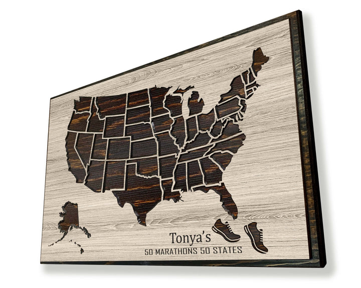 US Push Pin Map Picture Marathon Running