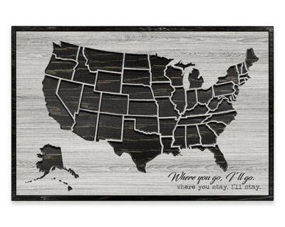 US Map Push Pin Map Wood Wall Art