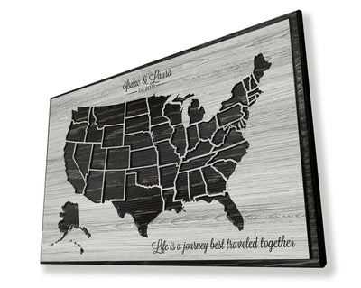 US Push Pin Map Wood Wall Art