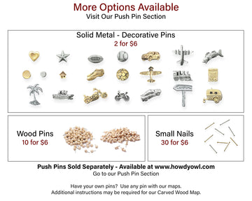 Gold Map Pins, Round-Top Push Pins